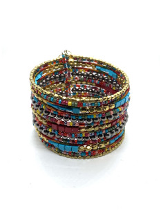 Víceřadý korálkový náramek s kostičkami, barevný | dovoz...