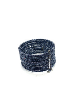 Víceřadý korálkový náramek, tmavě modrý | dovoz Indie