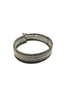 Víceřadý korálkový náramek, stříbrný | dovoz Indie