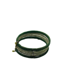 Víceřadý korálkový náramek, zelený | dovoz Indie - 1