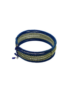 Víceřadý korálkový náramek, modro-zelený | dovoz Indie - 1