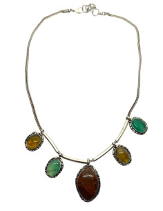 Náhrdelník s pravými kameny, hnědý | dovoz Indie - 1