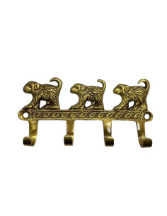 Mosazný věšák s motivem opic | dovoz Indie