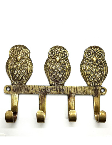Mosazný věšák s motivem sov | dovoz Indie b