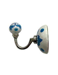 Nástěnný háček s malovanou keramikou, modrý | dovoz Indie a