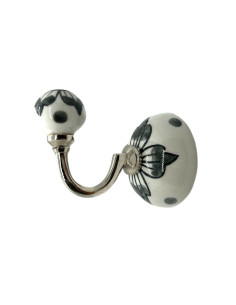 Nástěnný háček s malovanou keramikou, šedý | dovoz Indie a