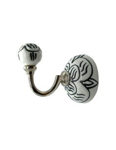 Nástěnný háček s malovanou keramikou, bílý | dovoz Indie c