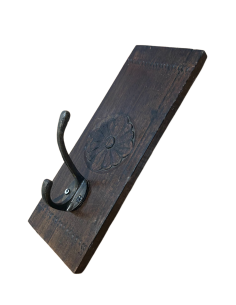 Decoration - wooden carved panel with hook | import India - 1