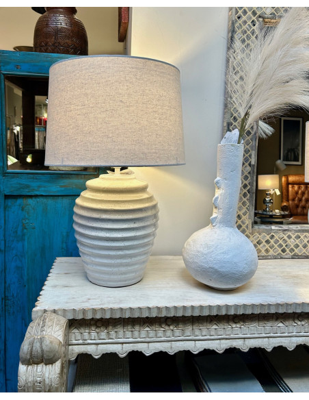 Keramická stolní lampa Tahra se stínítkem, bílá | CÔTÉ TABLE d