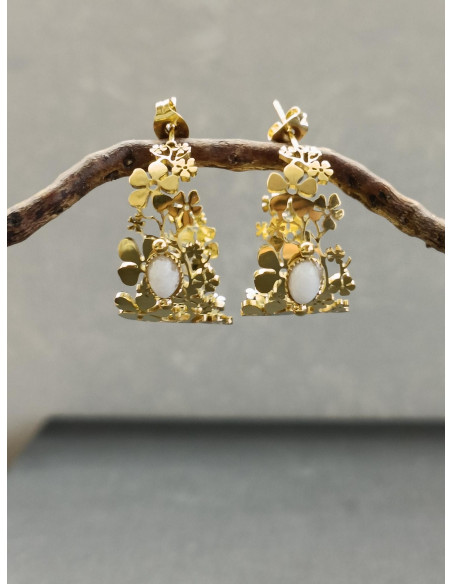 copy of Náušnice s perleťovým květem a ptáčkem | PIOU PIOU - 1