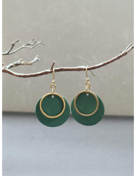 Náušnice kruhové, zelené | PIOU PIOU