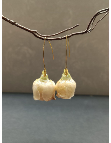 Náušnice s pravým květem růže | PIOU PIOU