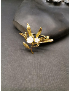 Brož ve tvaru větvičky s perleťovými květy | PIOU PIOU