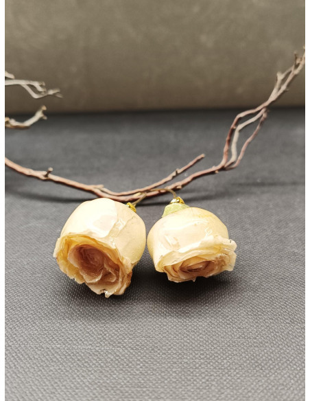 Náušnice s pravým květem růže | PIOU PIOU