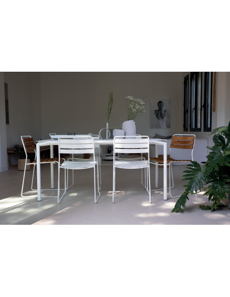 Kovová židle Surprising s teakem, outdoor/ indoor | FERMOB