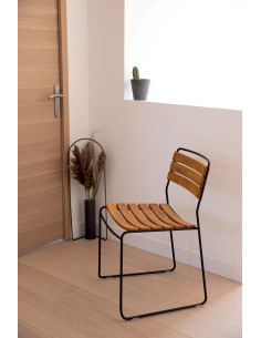 Kovová židle Surprising s teakem, outdoor/ indoor | FERMOB latté beige 2