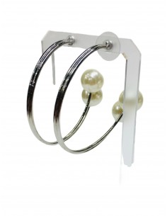 Náušnice, stříbrné kruhy s perlami | FRANCINE BRAMLI-1