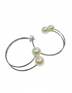 Earrings, silver hoops with pearls | FRANCINE BRAMLI - 1 2