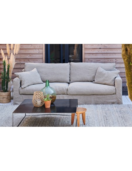 Lněná pohovka Biscarosse, š.206cm, v bílém potahu New Lin | HOME SPIRIT-3