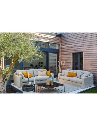 Lněná pohovka Biscarosse, š.206cm, v bílém potahu New Lin | HOME SPIRIT-4