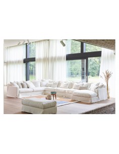 Biarritz linen sofa in white, width 240 cm, cover New Lin | HOME SPIRIT - 1 2