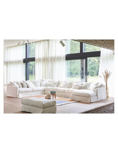 Biarritz linen sofa in white, width 240 cm, cover New Lin | HOME SPIRIT - 6